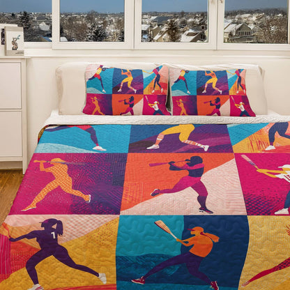 Shineful All Season Quilt 3-Piece Set - Softball Girl Power