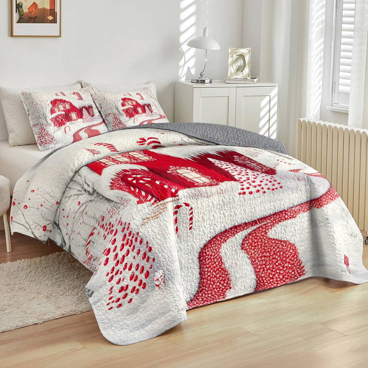 Shineful All Season Quilt 3-Piece Set Gentle Red House