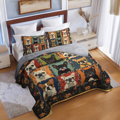 Shineful All Season Quilt 3-Piece Set Frenchie Frenzy