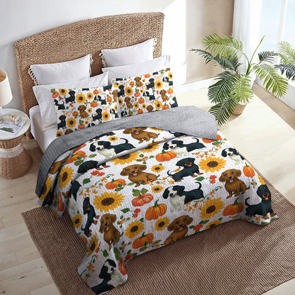 Shineful All Season Quilt 3-Piece Set - Dachshund Gentle Fall