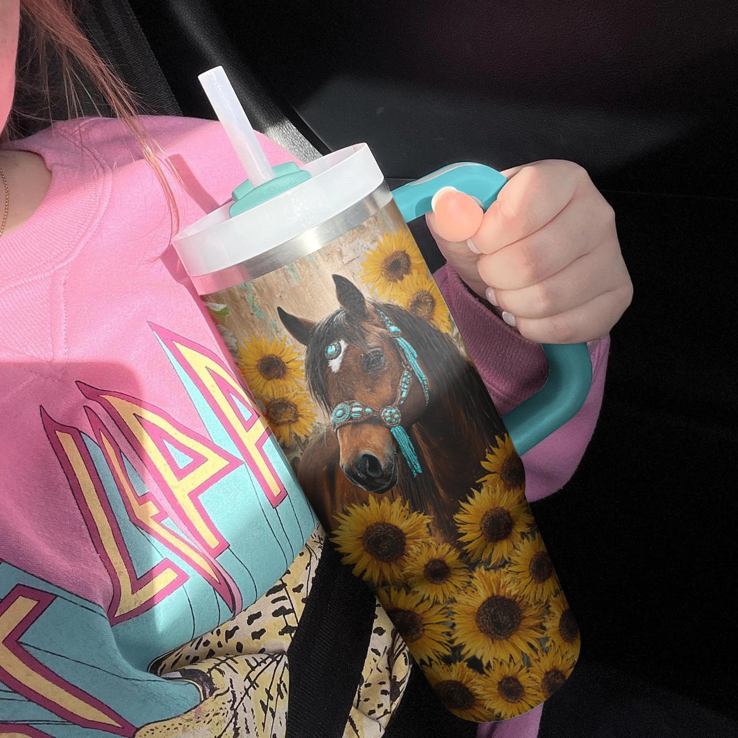 Shineful Tumbler Horse & Sunflower Bloom