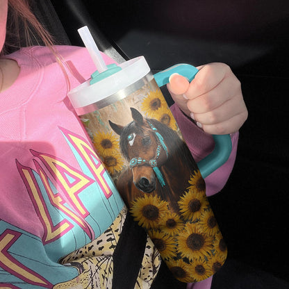 Shineful Tumbler Horse & Sunflower Bloom
