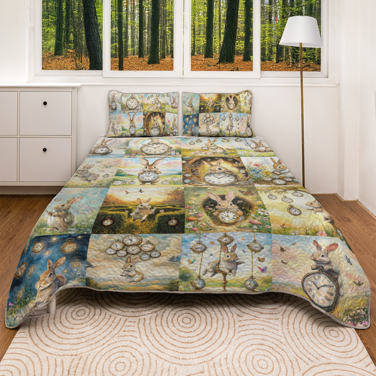 Shineful All Season Quilt 3-Piece Set Time Hoppers Rabbit