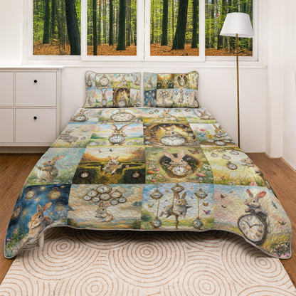 Shineful All Season Quilt 3-Piece Set Time Hoppers Rabbit