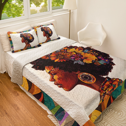 Shineful All Season Quilt 3-Piece Set - Afro Queen