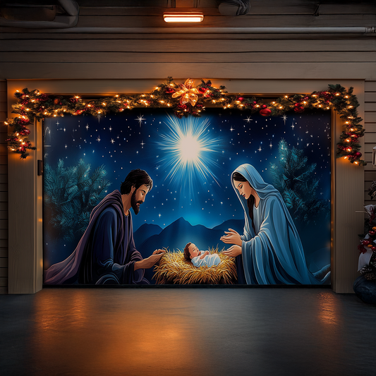 Shineful Garage Door Banner Decoration - Divine Birth