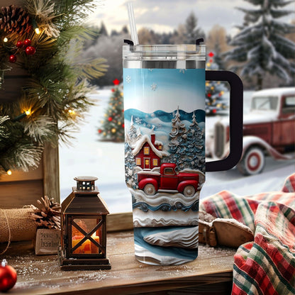 Shineful Glossy Tumbler Snowy Cabin