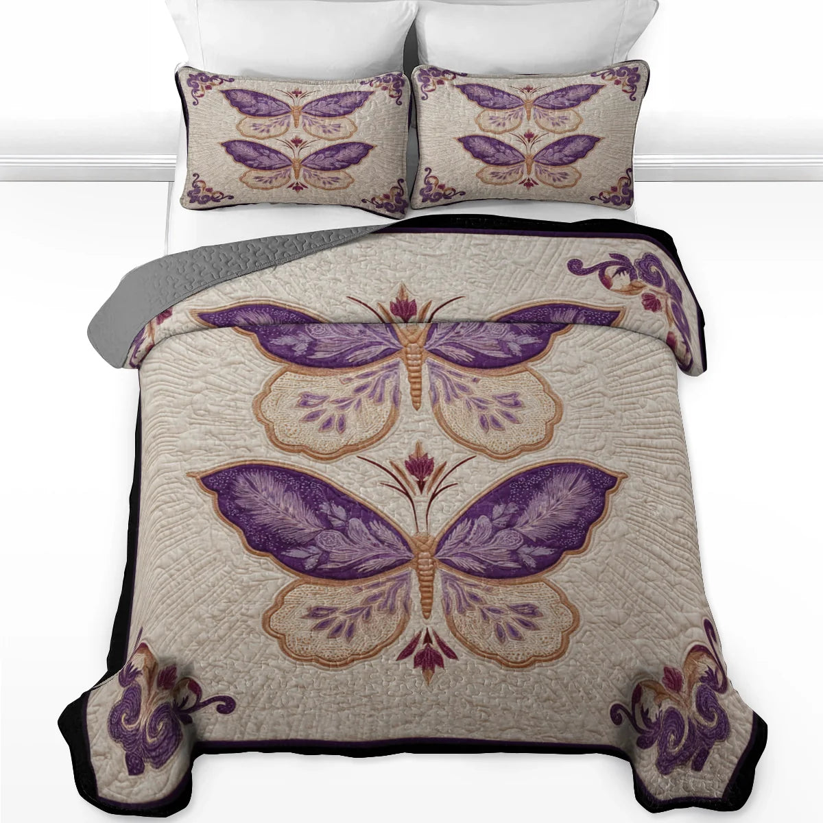 Shineful Quilt 3-Piece Set Lavender Wings of Grace
