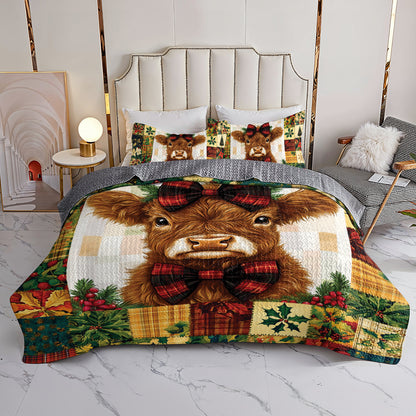 Shineful All Season Quilt 3-Piece Set - Holiday Cheer Cow
