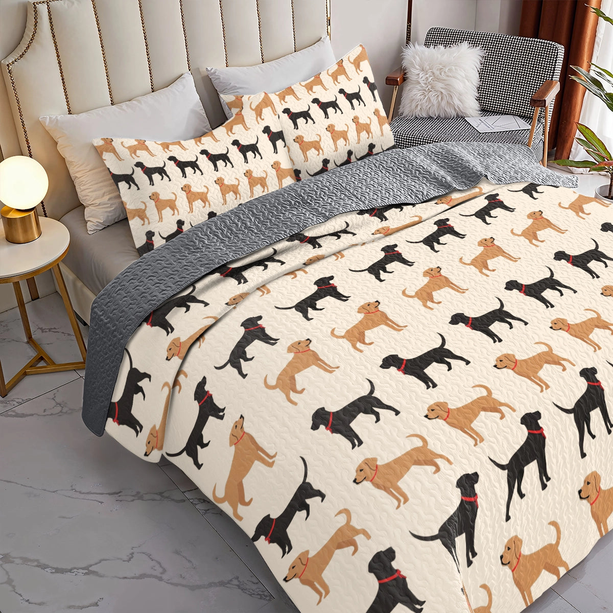 Shineful All Season Quilt 3-Piece Set - Pawsome Labrador