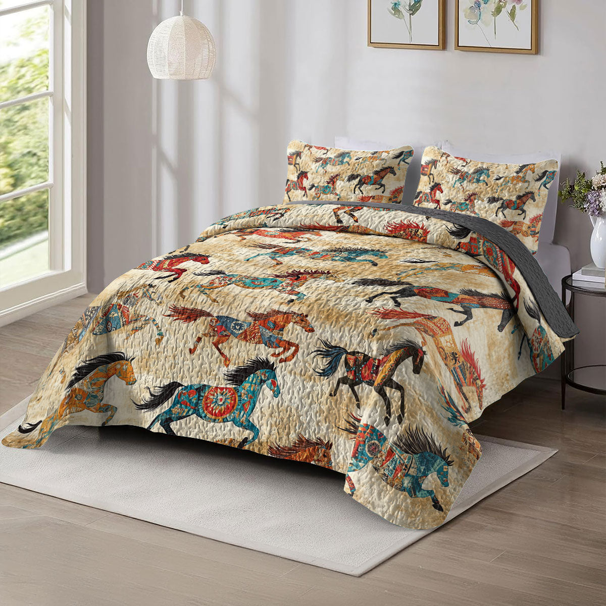 Shineful All Season Quilt 3-Piece Set Native Spirit Horse