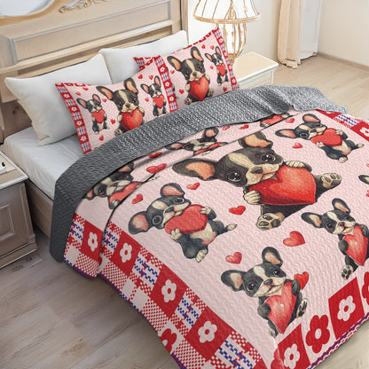 Shineful All Season Quilt 3-Piece Set - Puppy Love French Bulldog
