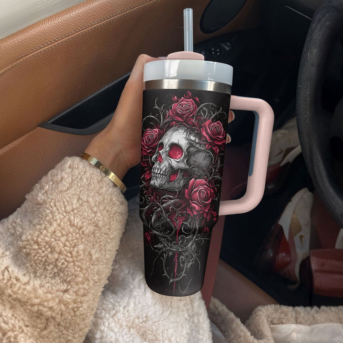 Shineful Tumbler - Crimson Rose Skull