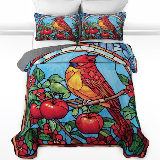 Shineful All Season Quilt 3-Piece Set Cardinal Heaven