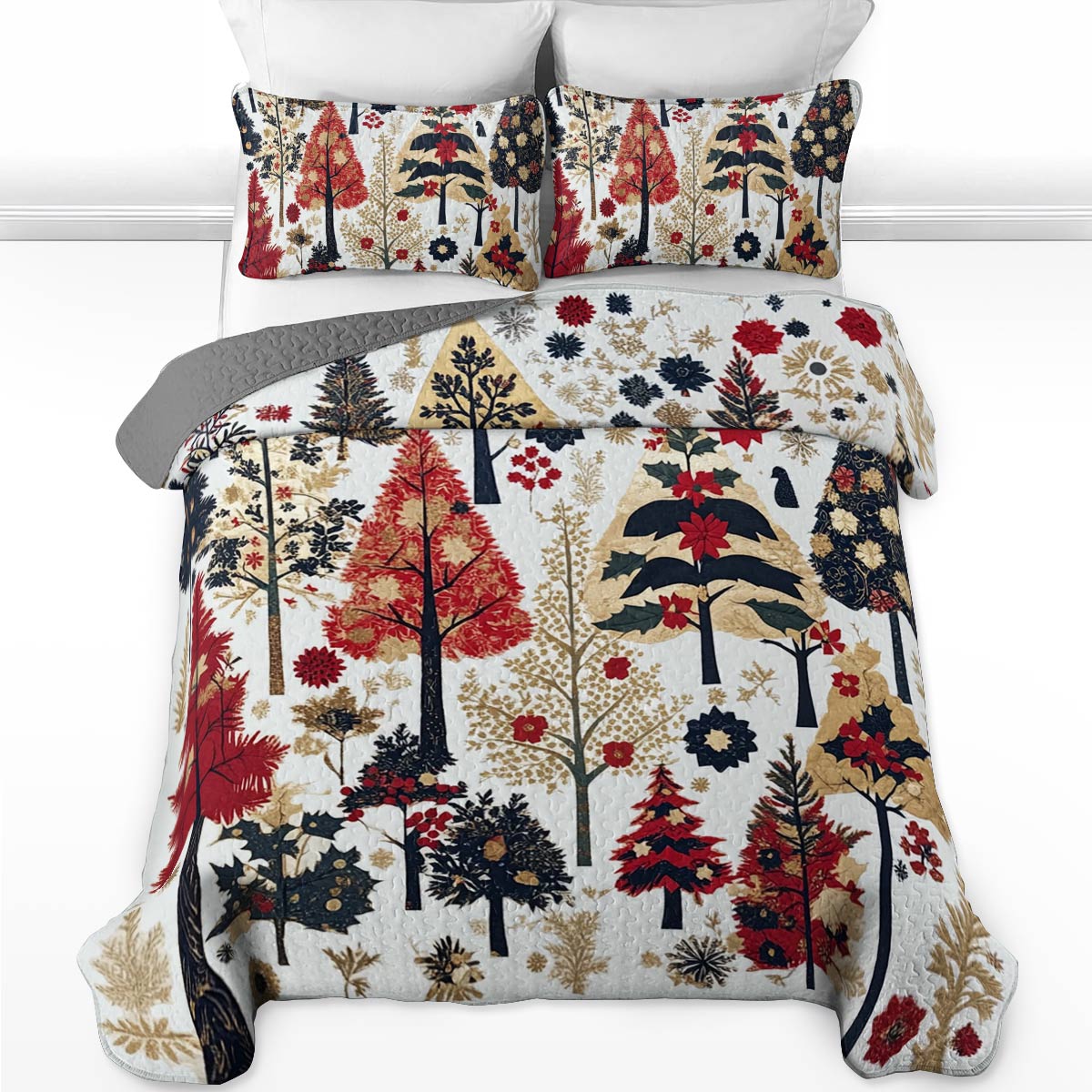 Shineful All Season Quilt 3-Piece Set Sweet Christmas Tree