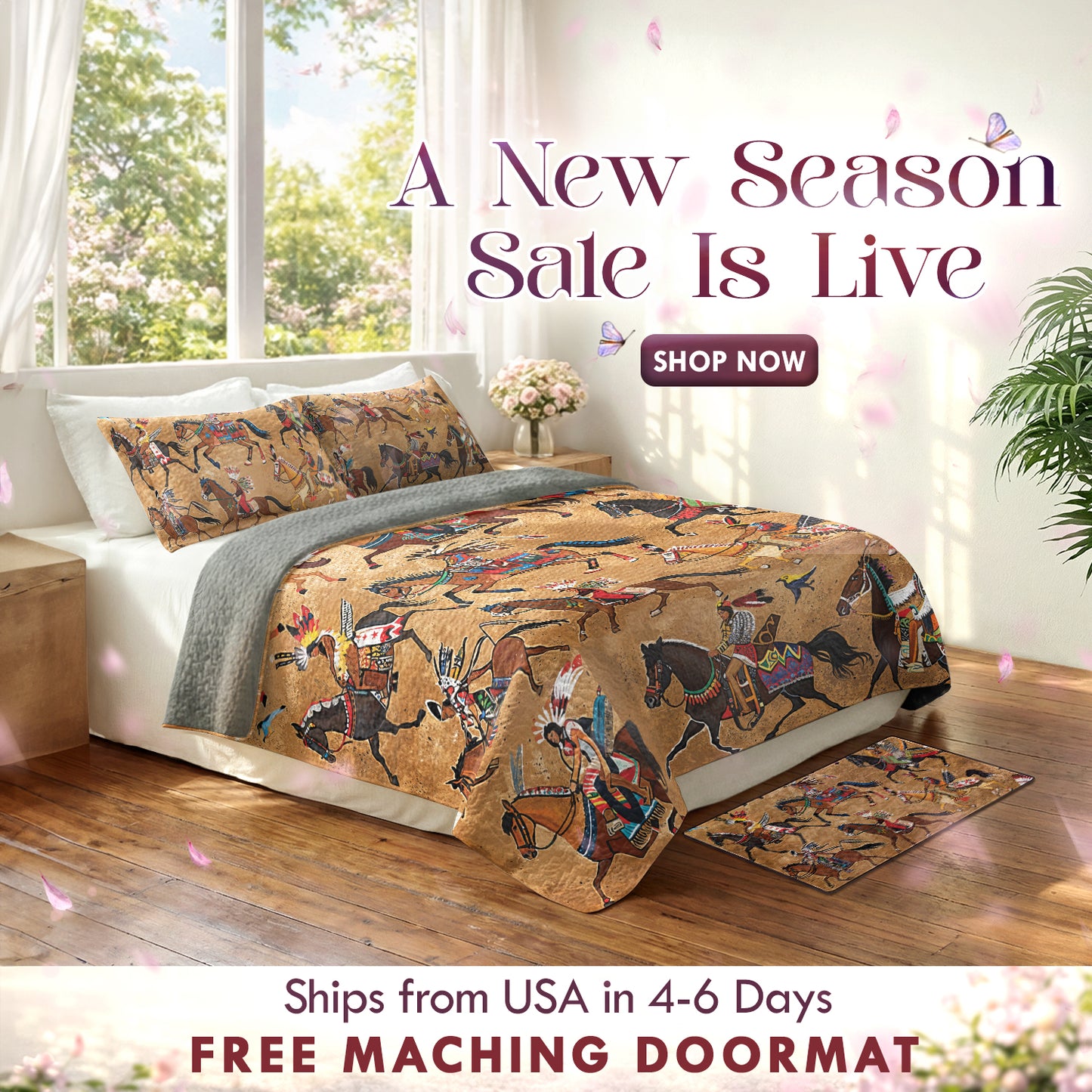Shineful All Season Quilt 3-Piece Set Strength Native Horses