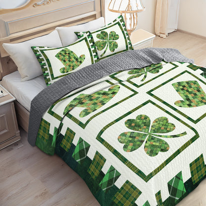 Shineful All Season Quilt 3-Piece Set - Irish Celtic Patchwork Leprechaun