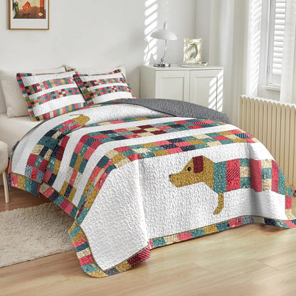 Shineful All Season Quilt 3 - Piece Set Patchwork Long Dachshund