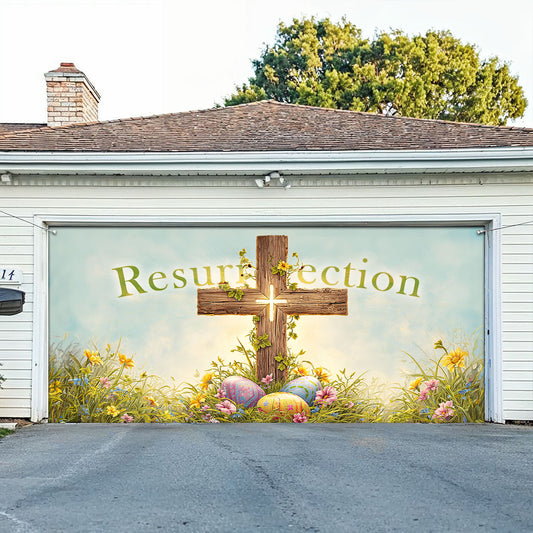 Shineful Garage Door Banner Decoration Resurrection Cross