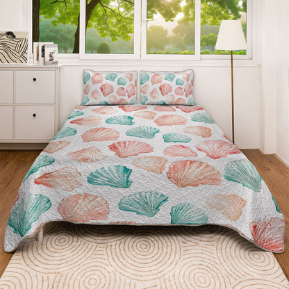 Shineful All Season Quilt 3-Piece Set Ocean Seashell