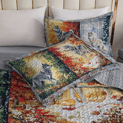 Shineful All Season Quilt 3-Piece Set Wolf Seasons Quilt