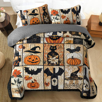 Shineful All Season Quilt 3-Piece Set Gentle Wine Bottles Halloween