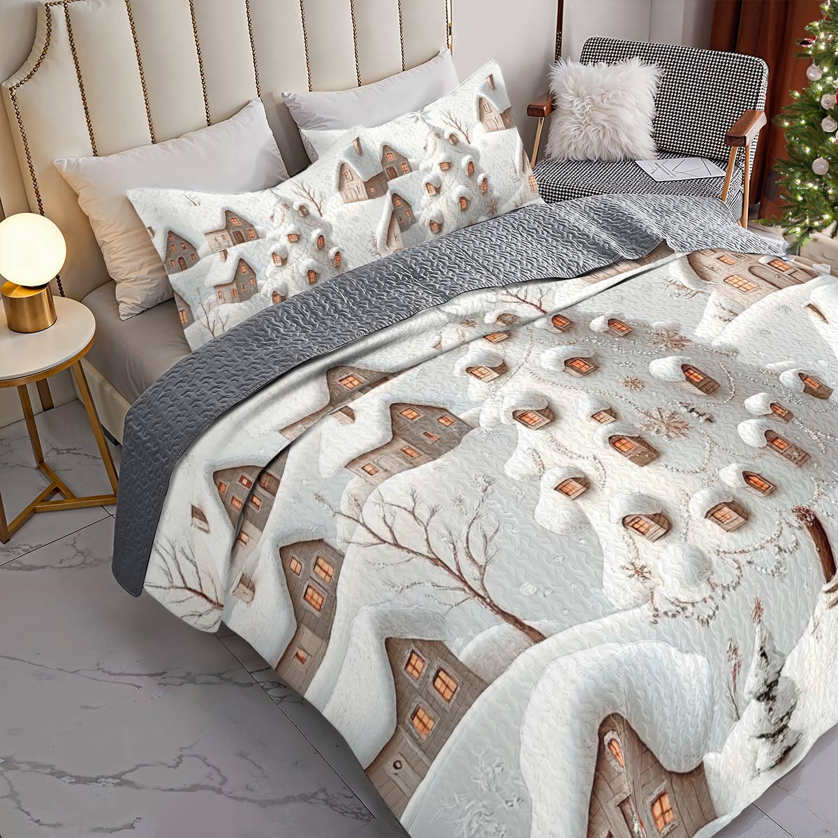 Shineful All Season Quilt 3-Piece Set Hometown Christmas Lovely