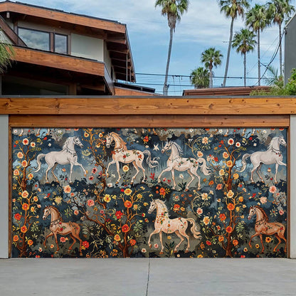 Shineful Garage Door Banner Decoration Mystery Horses