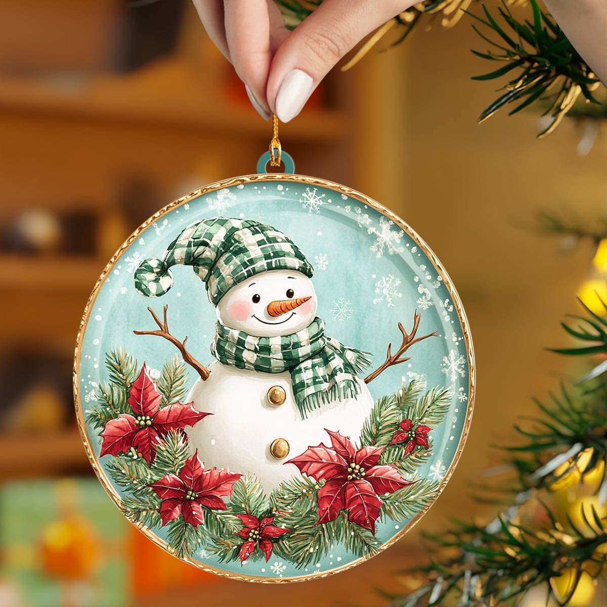 Shineful 2D Acrylic Ornament Frosty Plaid Snowman