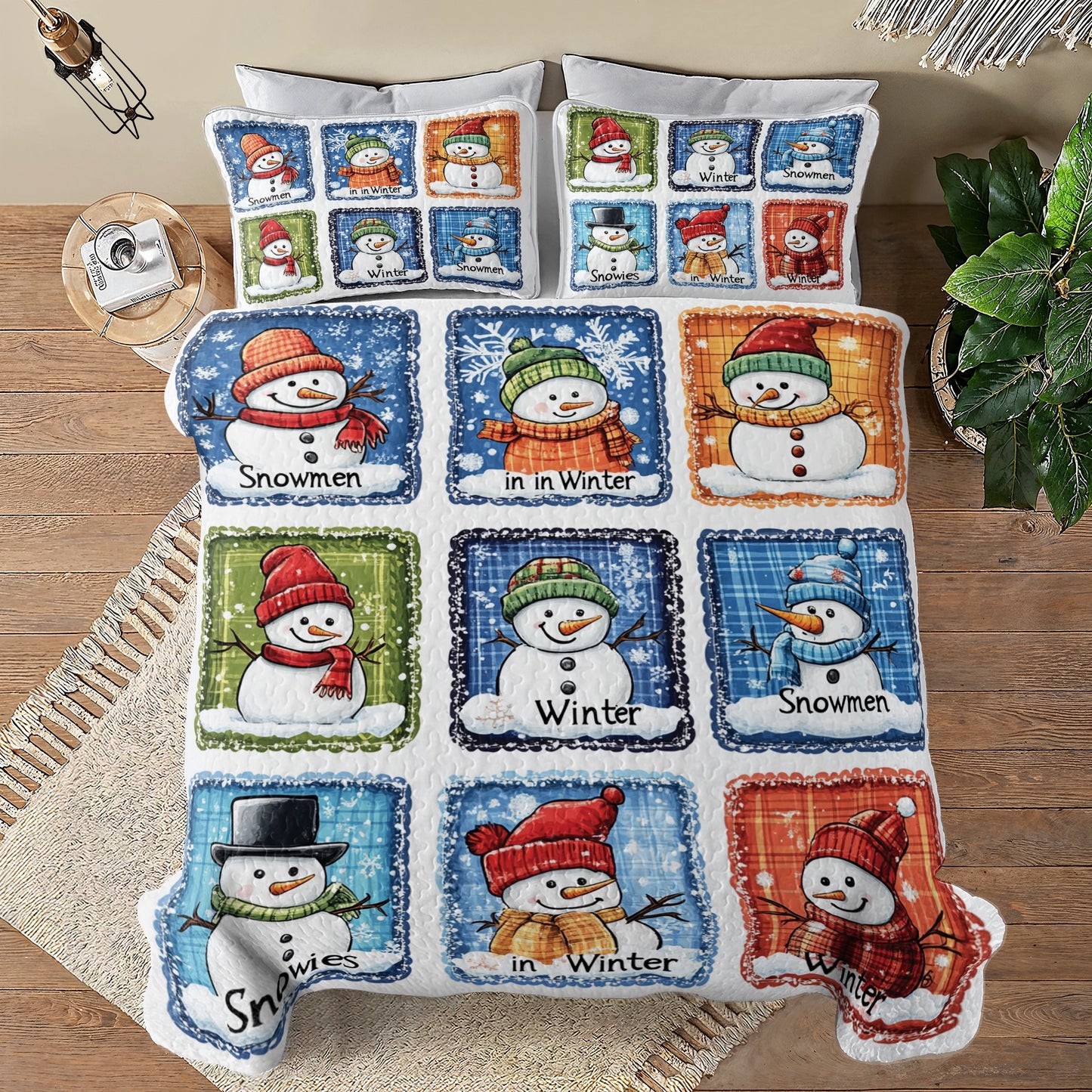 Shineful All Season Quilt 3-Piece Set Christmas Winter Snowman