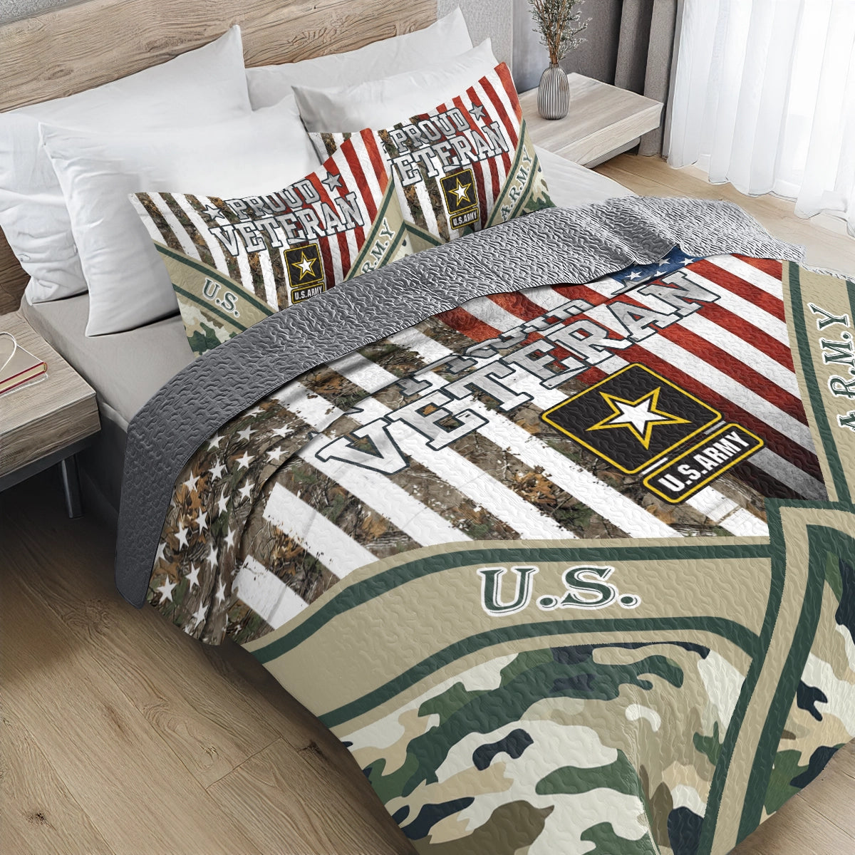 Shineful All Season Quilt 3-Piece Set American Veteran Pride