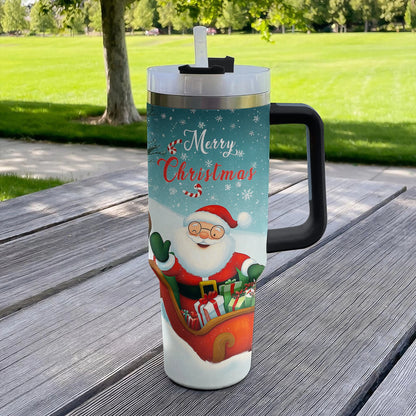 Shineful Tumbler Personalized Christmas Jolly Santa Sleigh Ride