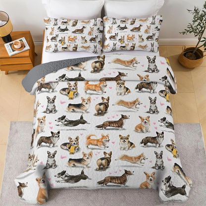 Shineful All Season Quilt 3-Piece Corgi Love Forever