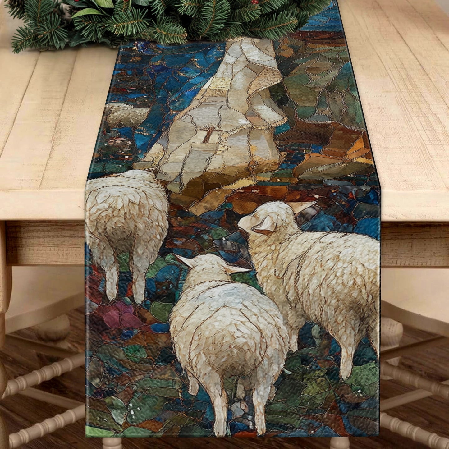 Shineful 2D Flat Print Quilted Table Runner - Holy Grace