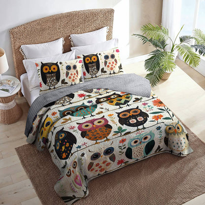Shineful All Season Quilt 3-Piece Set Owl Peace Love