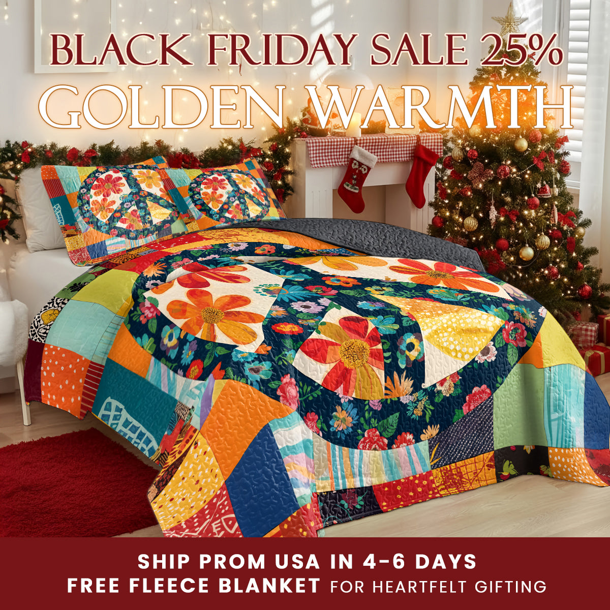 Shineful Quilt 3-Piece Set Flower Peace