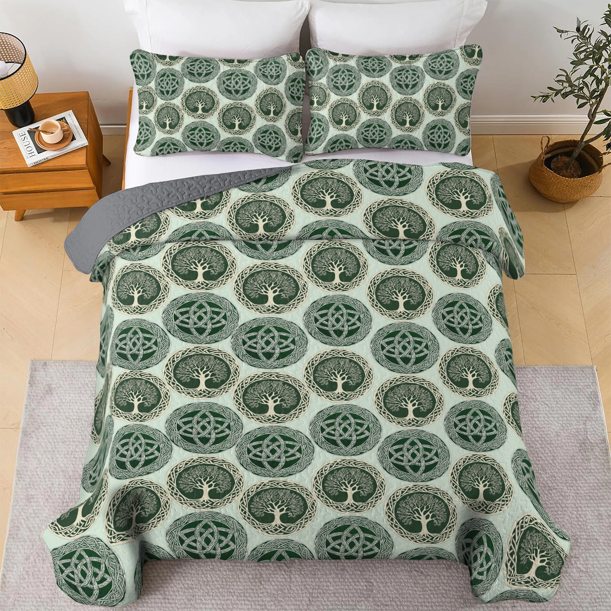 Shineful All Season Quilt 3-Piece Set - Celtic Tree of Life & Knotwork