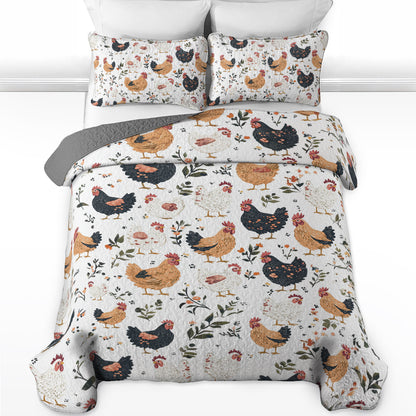 Shineful All Season Quilt 3-Piece Set Farmhouse Chicken