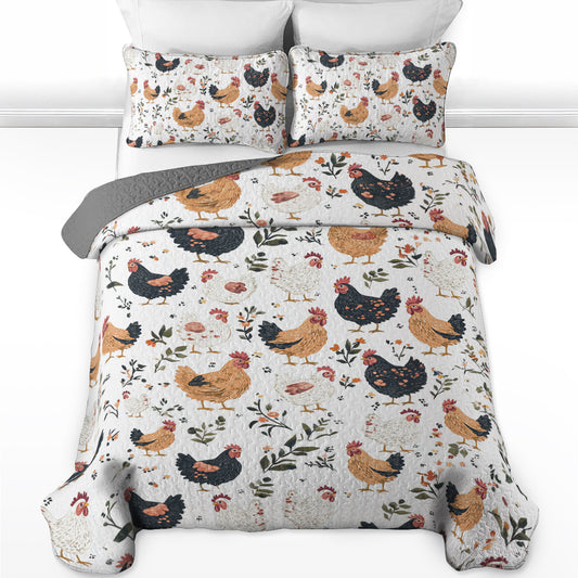 Shineful All Season Quilt 3-Piece Set Farmhouse Chicken