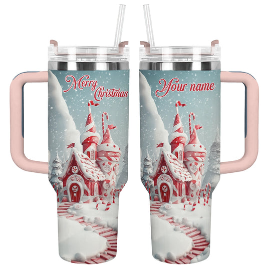 Shineful Glossy Tumbler Personalized Christmas Candy Cane Castle