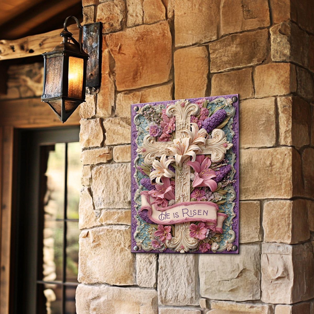 Shineful 2D Metal Sign Vintage Baroque Lily Cross