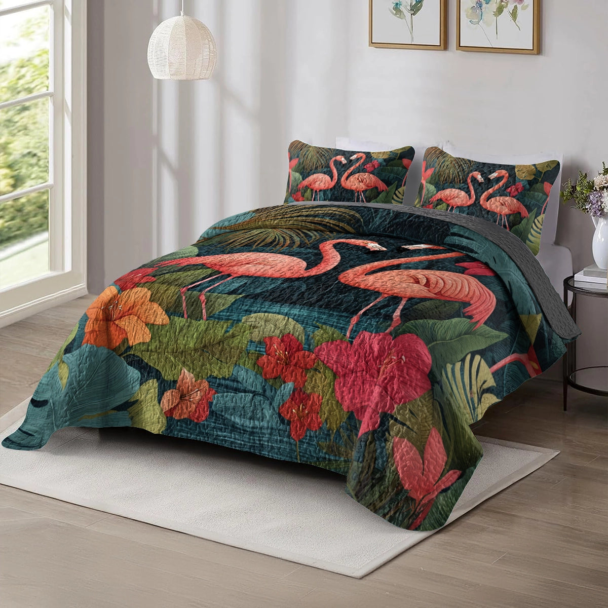 Shineful All Season Quilt 3-Piece Set - Flamingo Haven Tropical