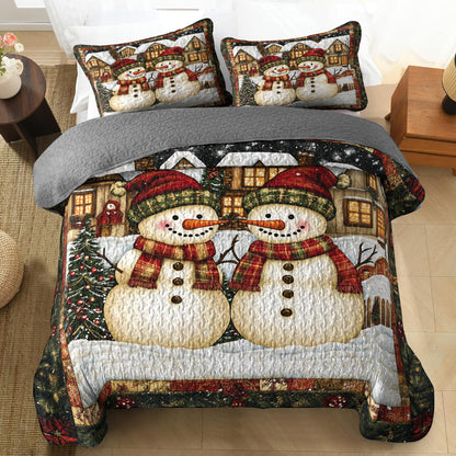 Shineful All Season Quilt 3-Piece Set Cozy Snowman Winter