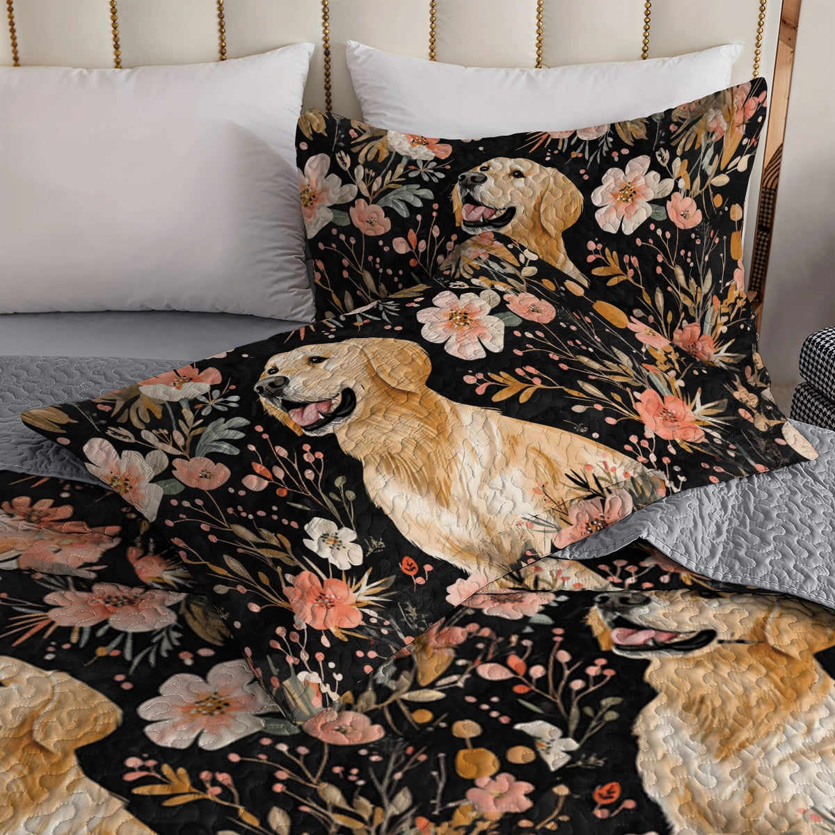 Shineful All Season Quilt 3-Piece Set Labrador In Bloom