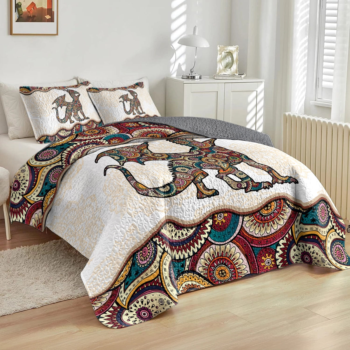 Shineful All Season Quilt 3-Piece Set Boho Dragon