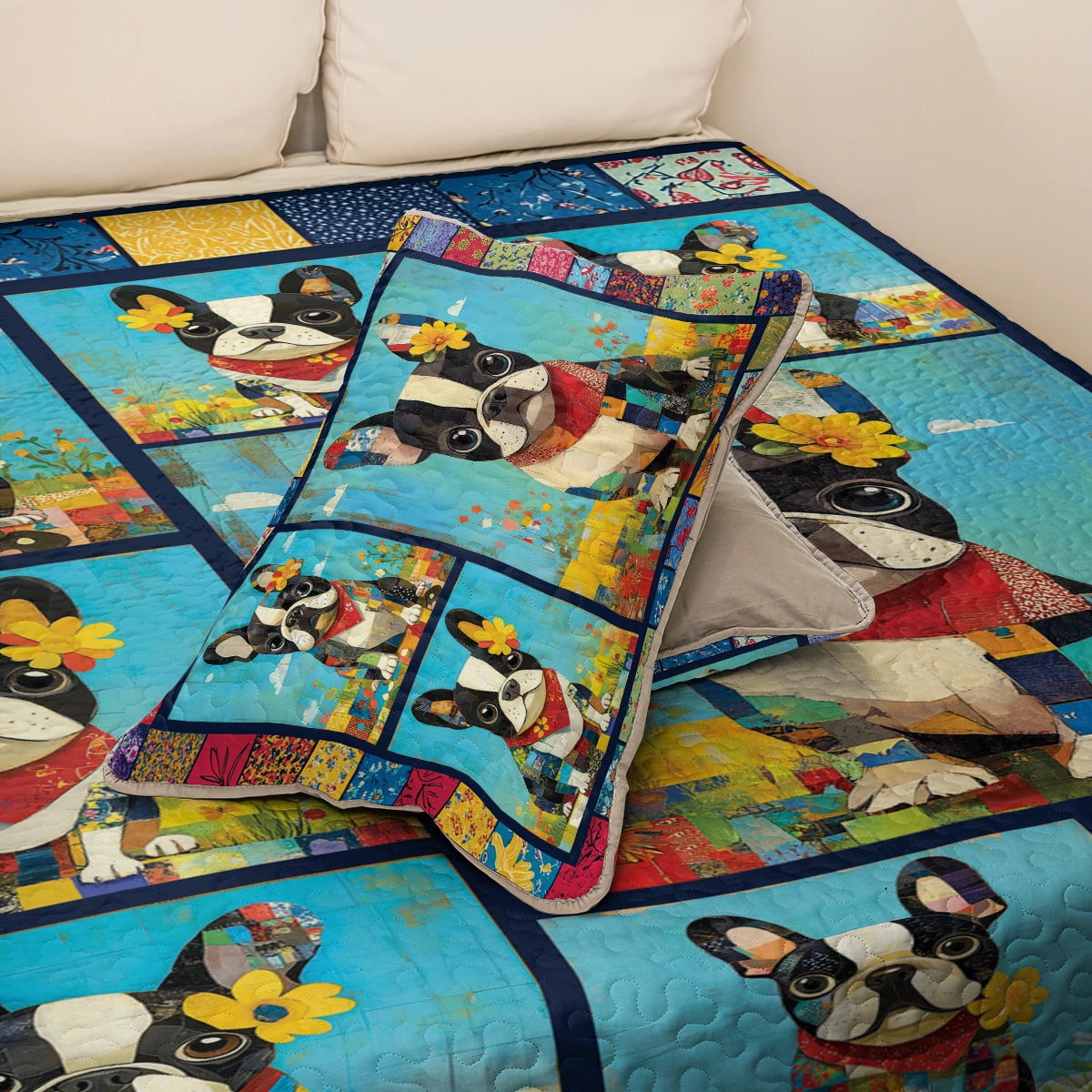 Shineful All Season Quilt 3-Piece Set - Frenchie Patchwork Paradise