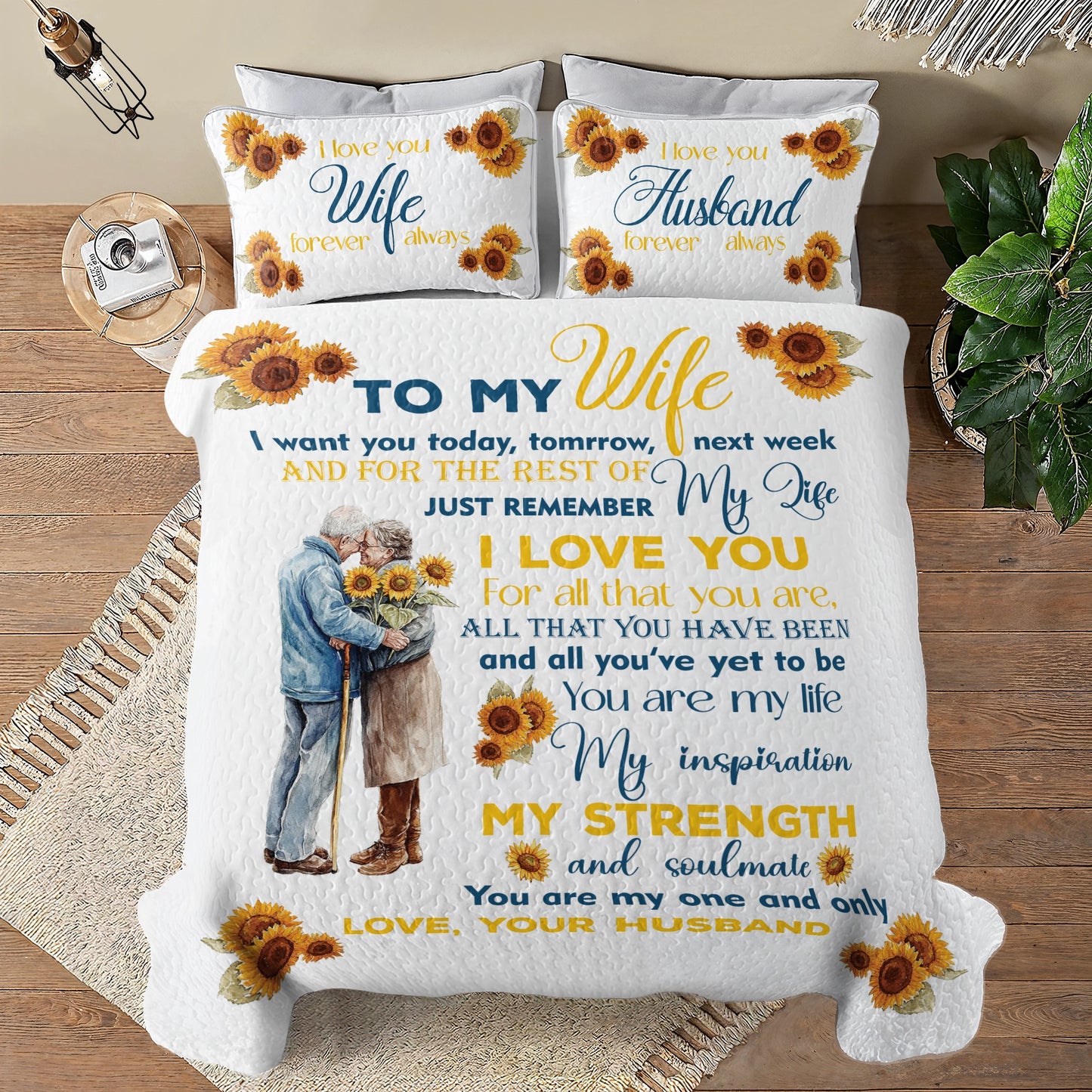 Shineful All Season Quilt 3-Piece Set Family Sunflower Love