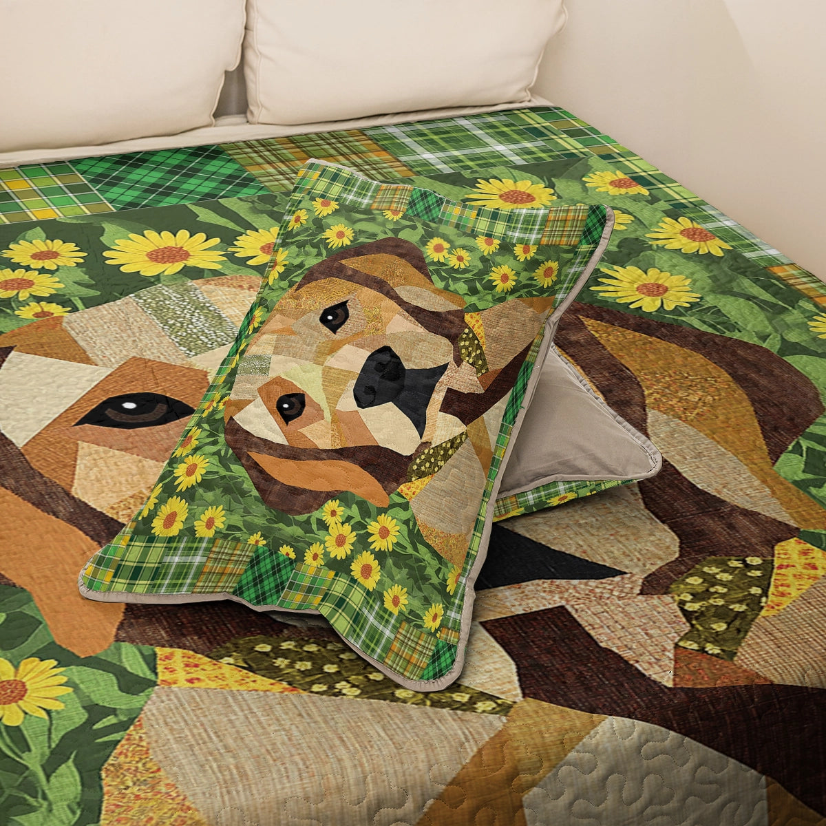 Shineful All Season Quilt 3-Piece Set - Flowers & Labrador Dreams