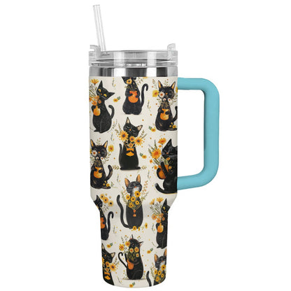 Shineful Tumbler Cat And Yellow Flower