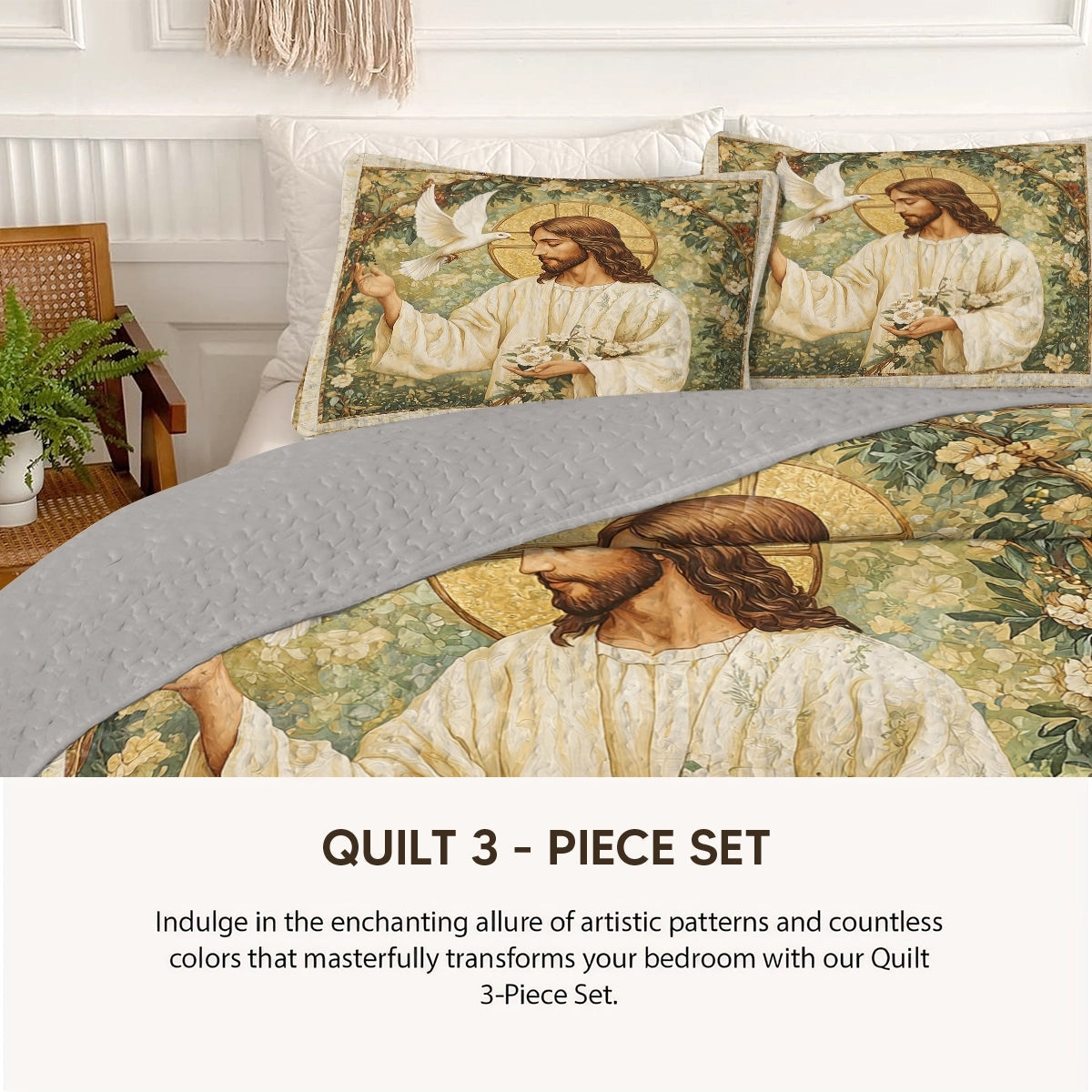 Shineful  Quilt 3-Piece Set Sunflower Cross